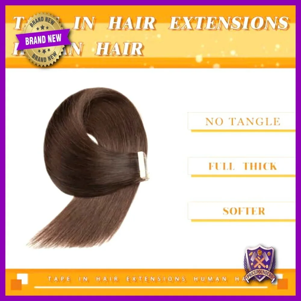 18 Inch Human Hair Tape Extensions 20pcs Straight Seamless Invisible